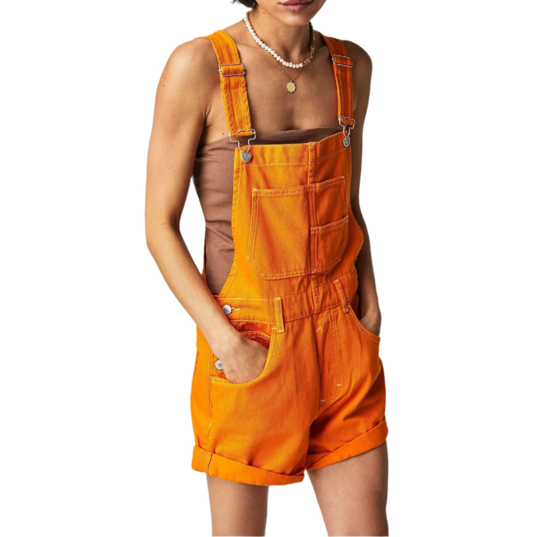 ÉLODIE™ – Vintage Adjustable Denim Overall Shorts