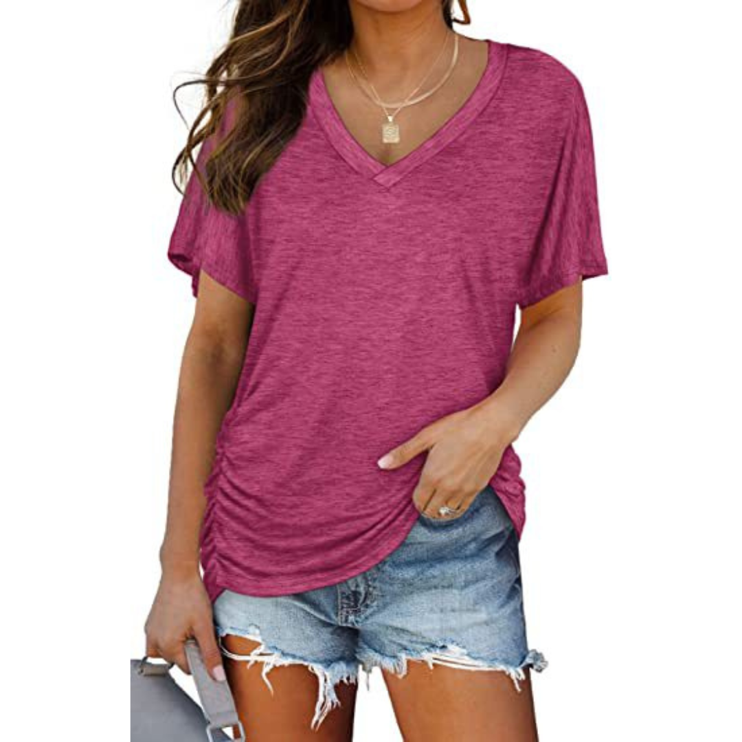 CELINA™ – Classic V-Neck Loose Fit Shirt
