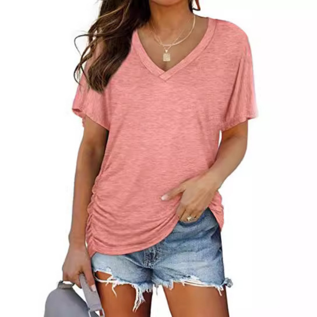 CELINA™ – Classic V-Neck Loose Fit Shirt