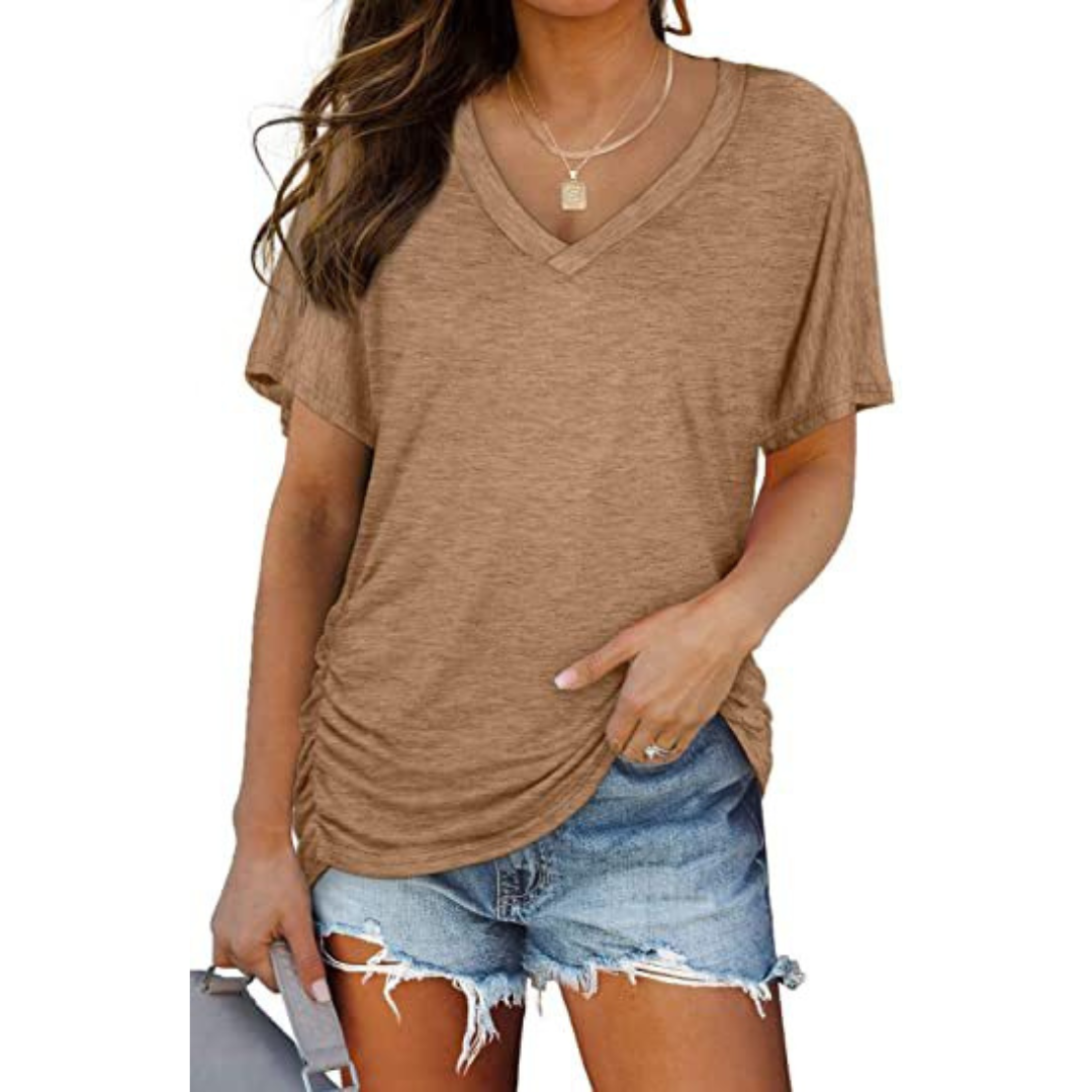 CELINA™ – Classic V-Neck Loose Fit Shirt