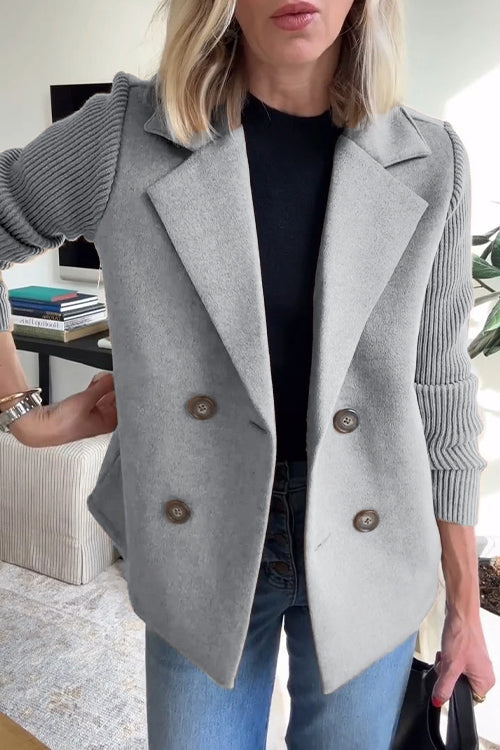 CELINA™ – Elegant Knit-Sleeve Blazer
