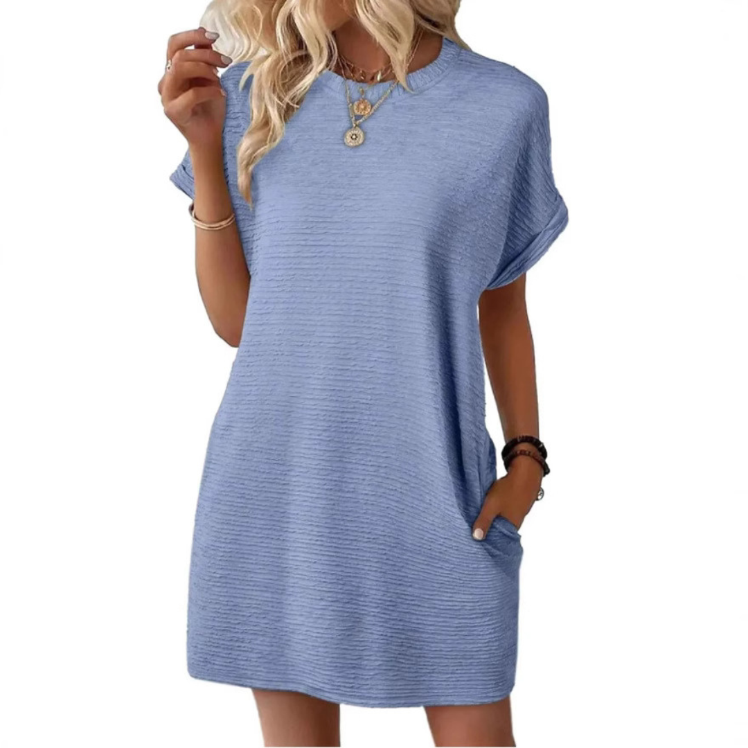 AMARA™ – Casual Minimalist Round Neck Summer Dress