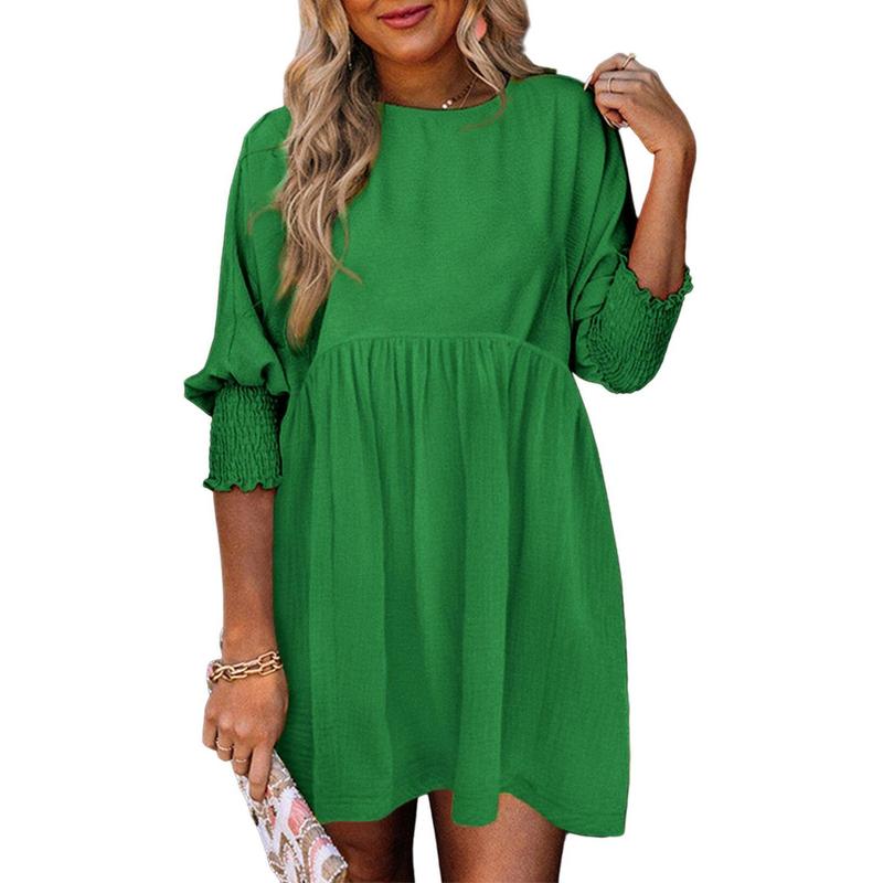 ELARA™ – Casual Crew Neck Loose Fit Mini Dress