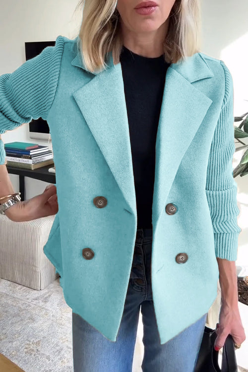 CELINA™ – Elegant Knit-Sleeve Blazer