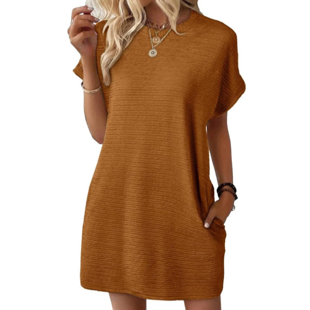 AMARA™ – Casual Minimalist Round Neck Summer Dress