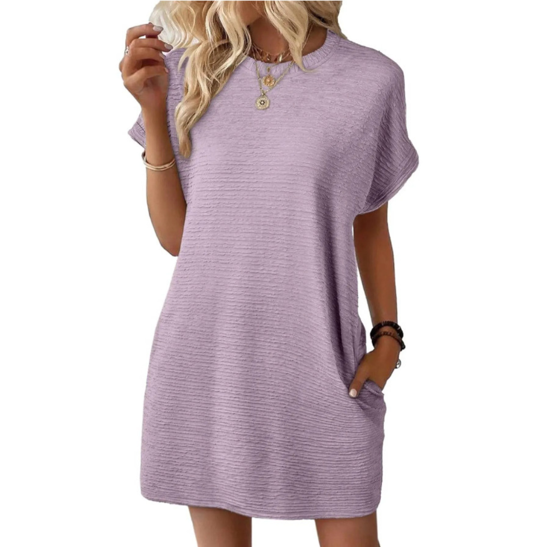 AMARA™ – Casual Minimalist Round Neck Summer Dress