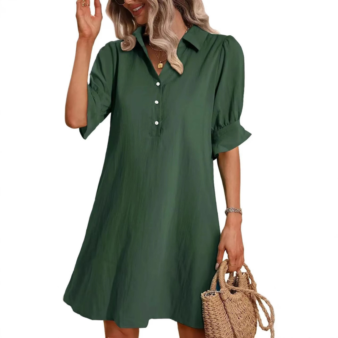 CELINA™ – Casual Button Down Shirt Dress