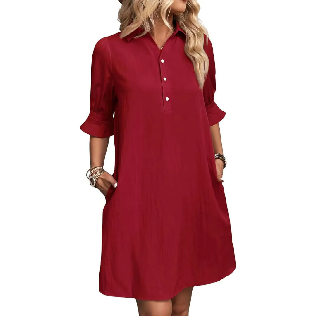 CELINA™ – Casual Button Down Shirt Dress