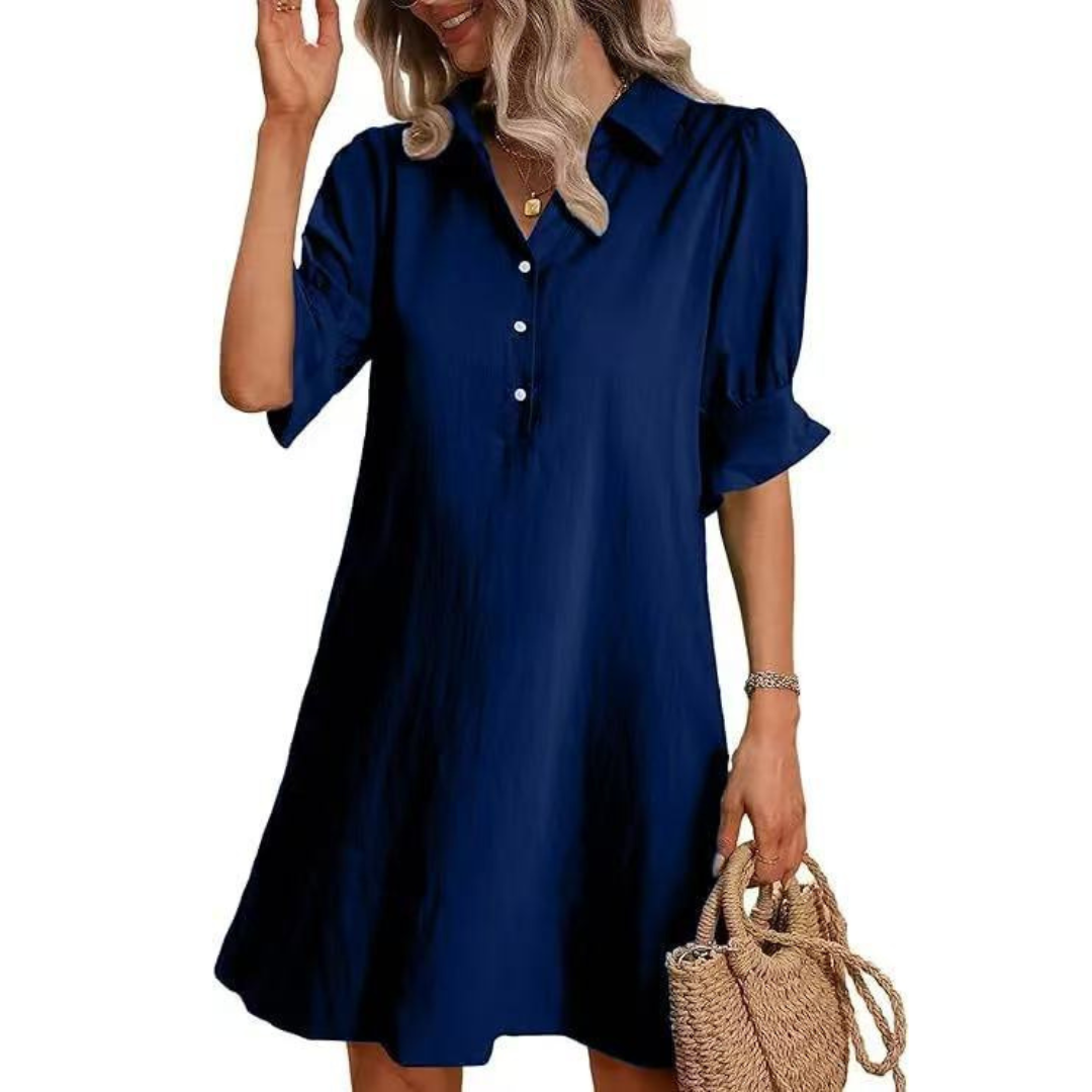 CELINA™ – Casual Button Down Shirt Dress