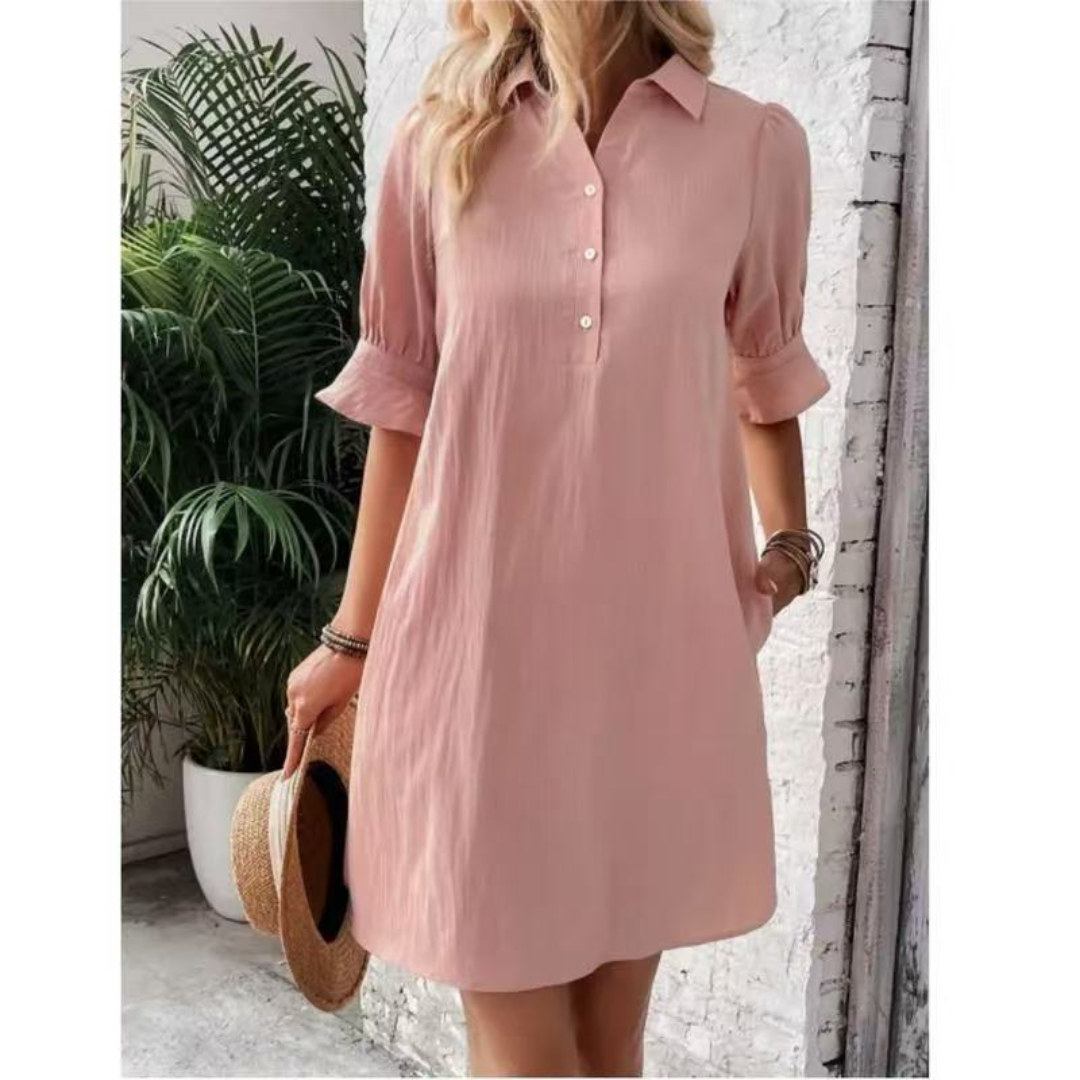 CELINA™ – Casual Button Down Shirt Dress