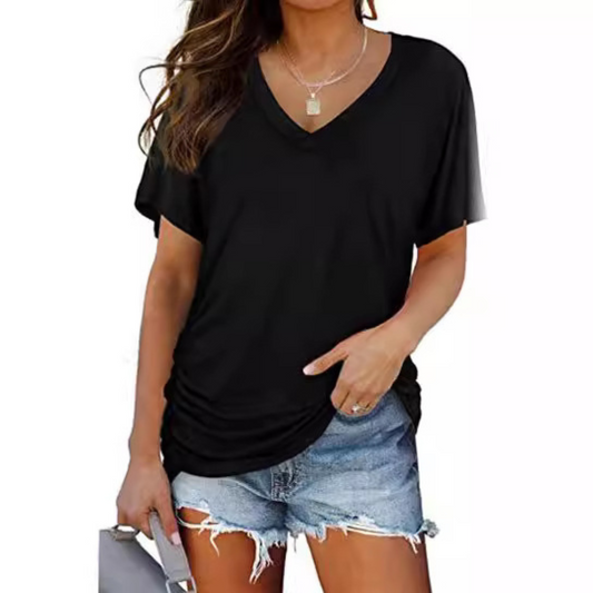 CELINA™ – Classic V-Neck Loose Fit Shirt