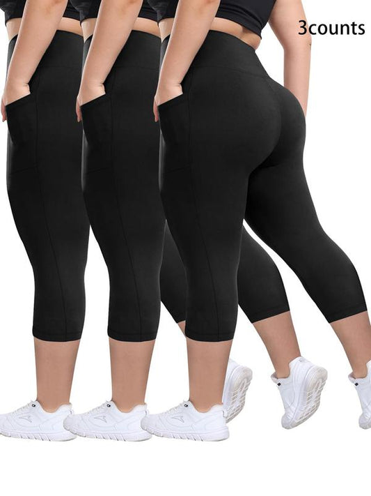 ALINA™ – Breathable High-Waisted Capri 3-Pack